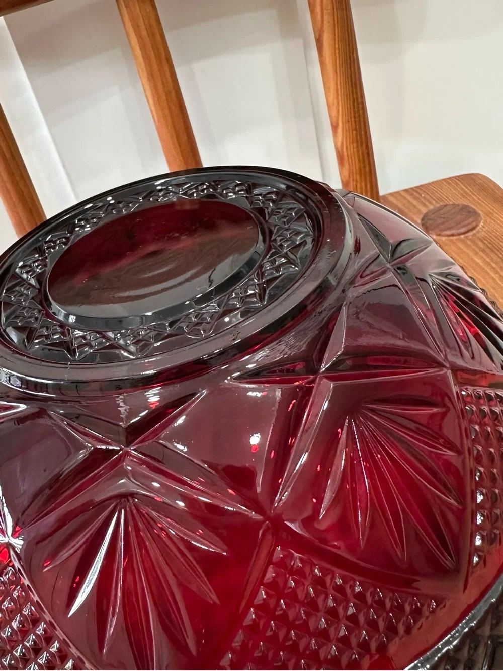 Cristal D'Arques-Durand Antique Ruby Salad Bowl Retro